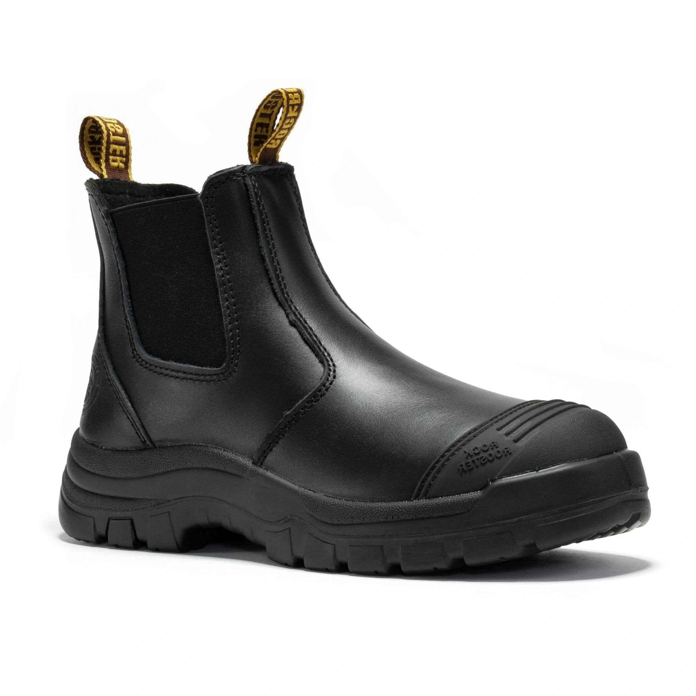 Rockrooster Bakken: Black Leather Work Boots. Ready for anything. Solid, dependable, and built to last, mate.