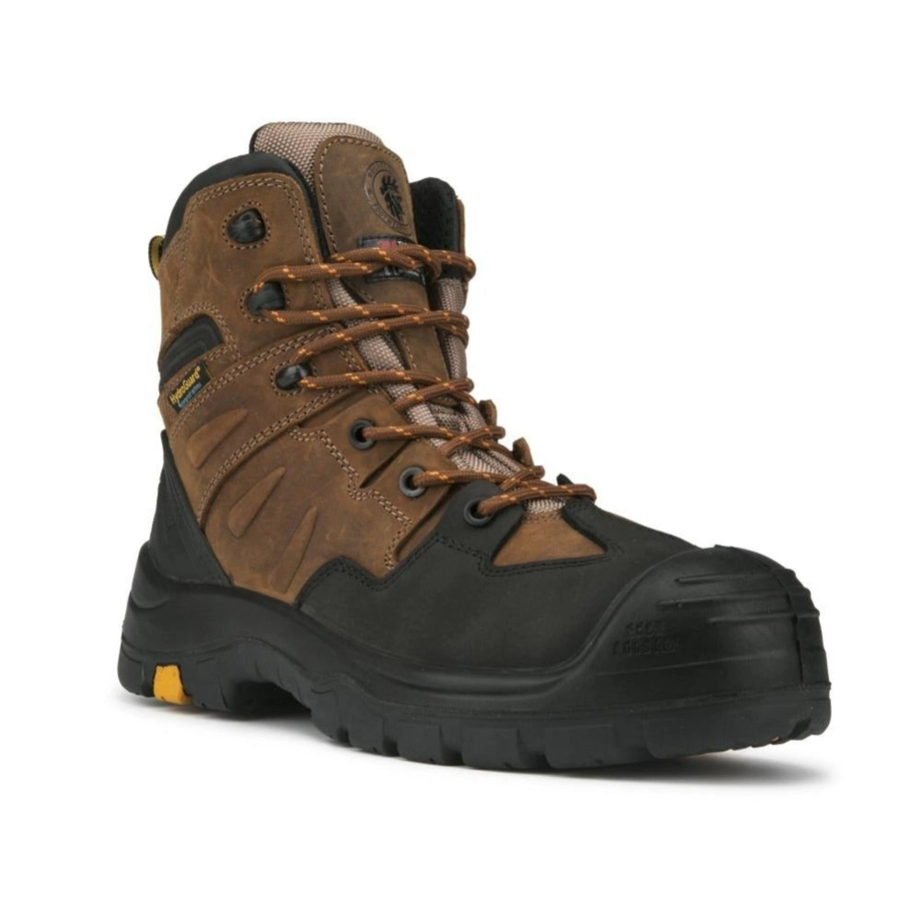Woodland Brown AK669: Rockrooster's Rugged Leather Boots. Waterproof, safe, and built to last. Your work's new best mate.